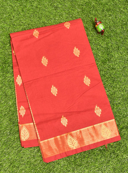 Coimbatore Cotton Red Butta Saree with Tusser Border