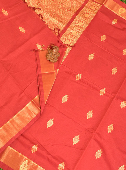 Coimbatore Cotton Red Butta Saree with Tusser Border