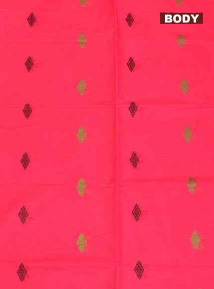 Coimbatore Cotton Dark Pink Butta Saree with Tusser Border