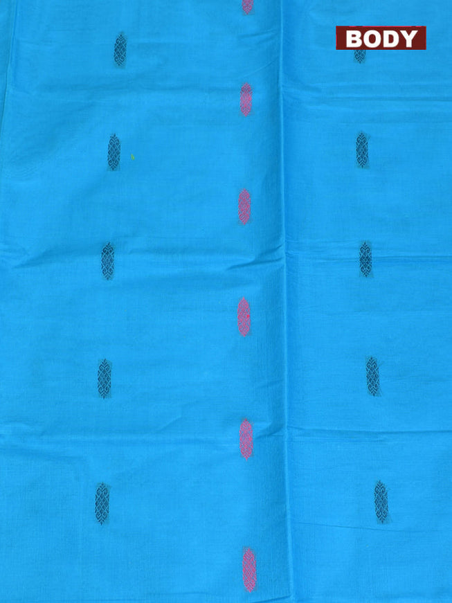 Coimbatore Cotton Blue Butta Saree with Plain Border