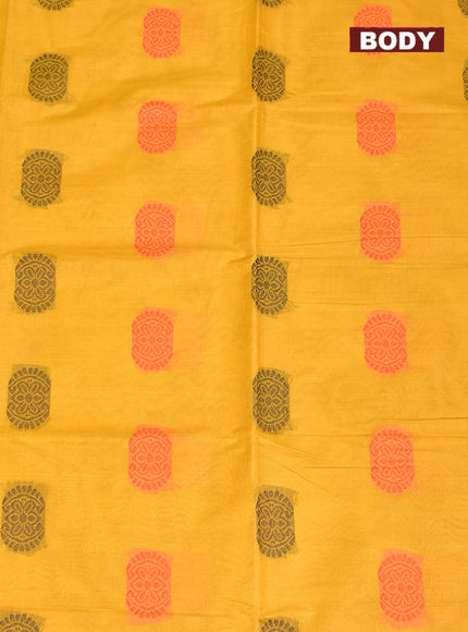 Coimbatore Cotton Yellow Butta Saree with Plain Border