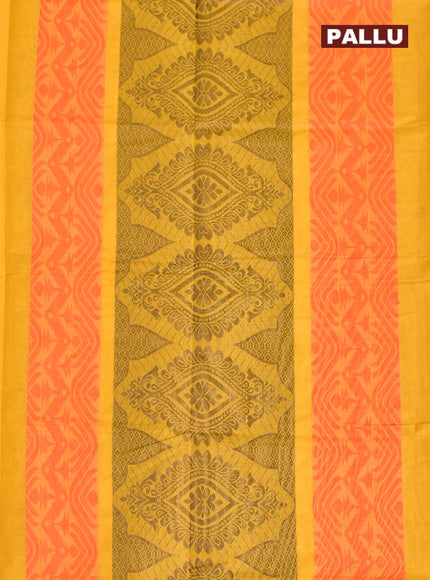 Coimbatore Cotton Yellow Butta Saree with Plain Border