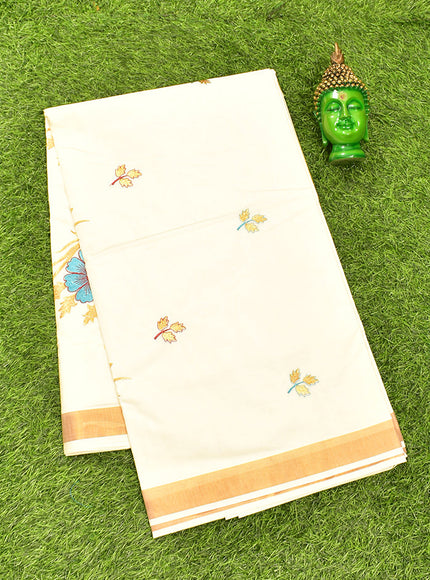 Coimbatore Cotton Off white Kerala Kasavu Saree