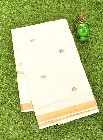 Coimbatore Cotton Off white Kerala Kasavu Saree