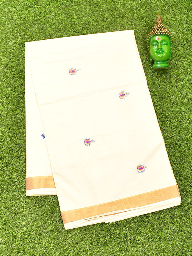 Coimbatore Cotton Off white Kerala Kasavu Saree