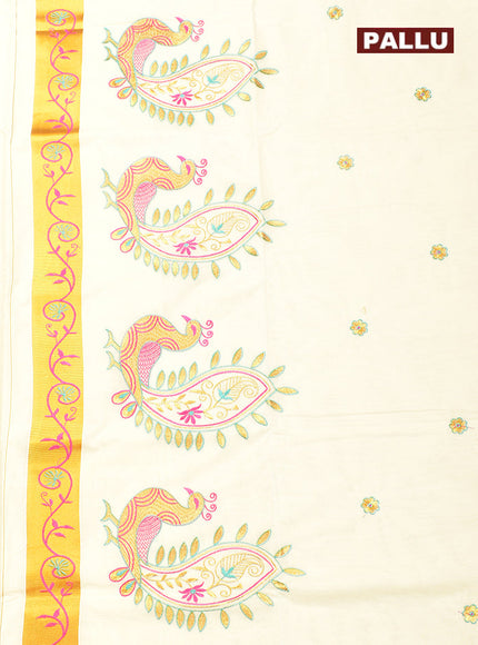 Coimbatore Cotton Off white Kerala Kasavu Saree