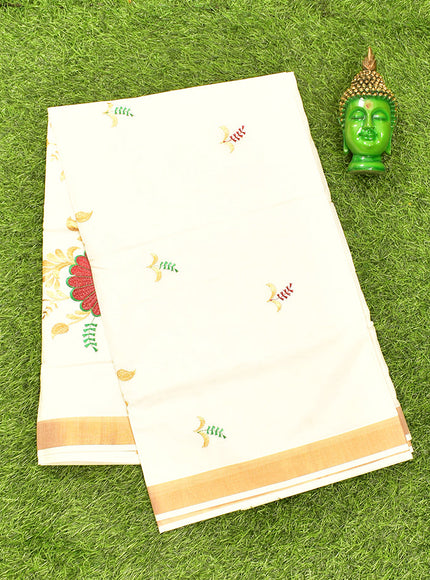 Coimbatore Cotton Off white Kerala Kasavu Saree