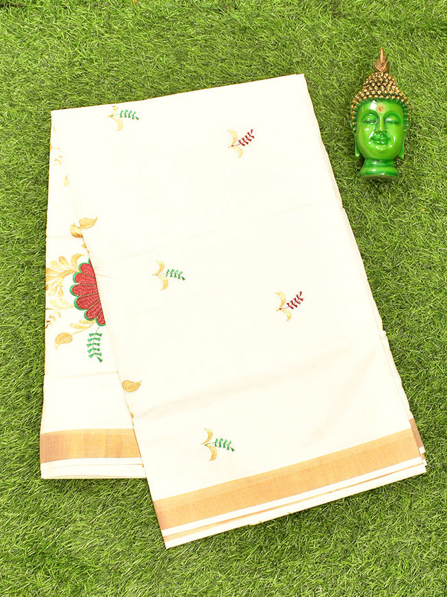 Coimbatore Cotton Off white Kerala Kasavu Saree