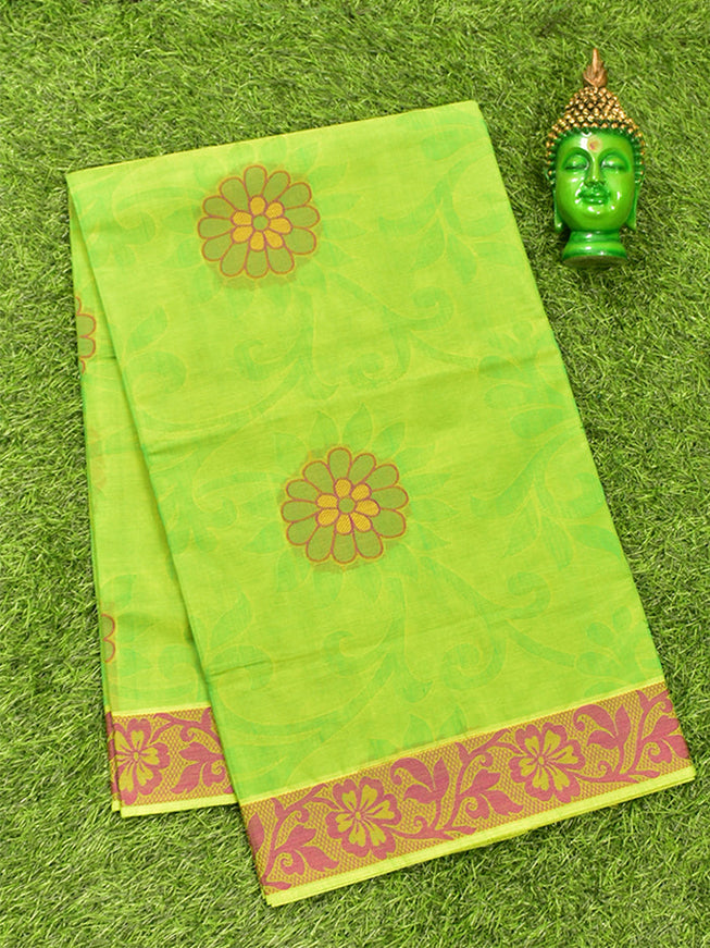 Coimbatore Cotton Green Butta Saree with Thread Woven Border