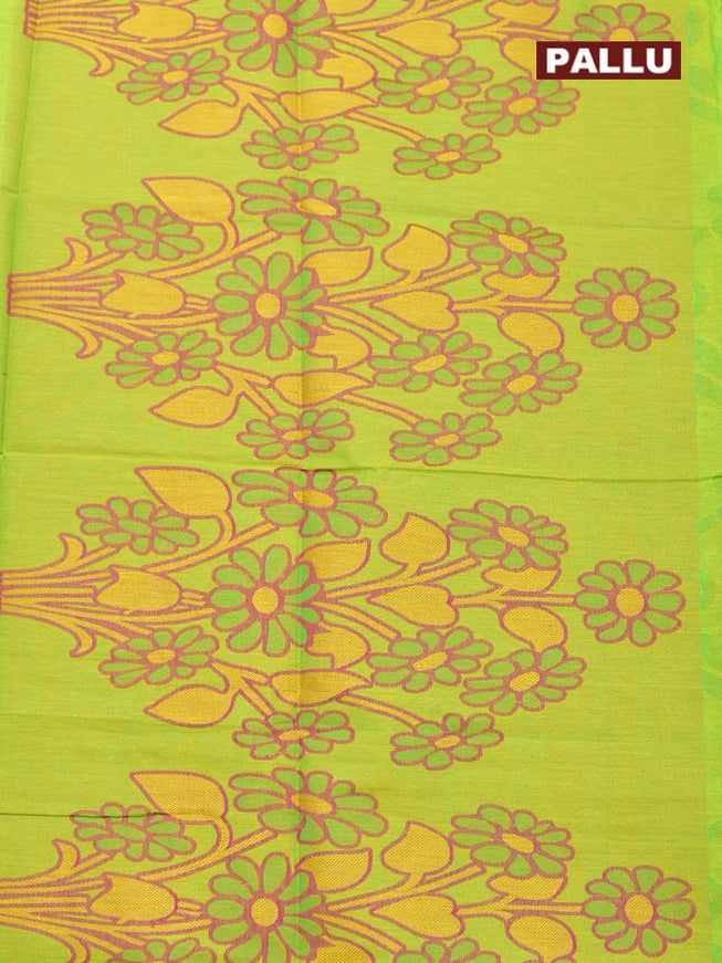 Coimbatore Cotton Green Butta Saree with Thread Woven Border