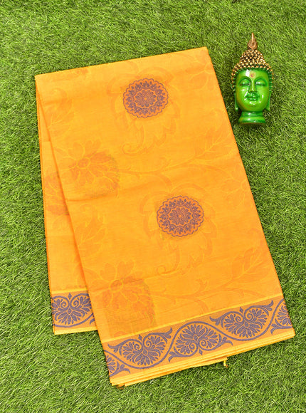 Coimbatore Cotton Orange Butta Saree with Thread Woven Border