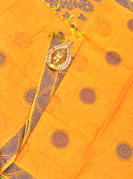 Coimbatore Cotton Orange Butta Saree with Thread Woven Border