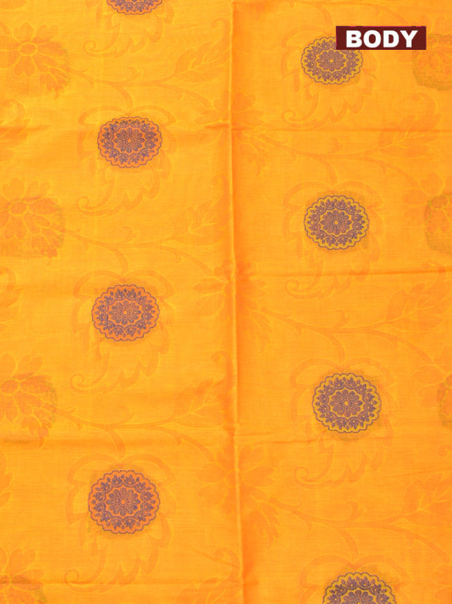 Coimbatore Cotton Orange Butta Saree with Thread Woven Border