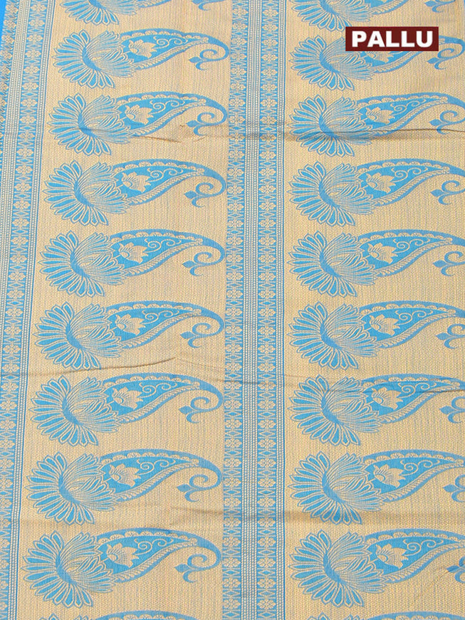 Coimbatore Cotton Blue Emboss Saree with Thread Woven Border