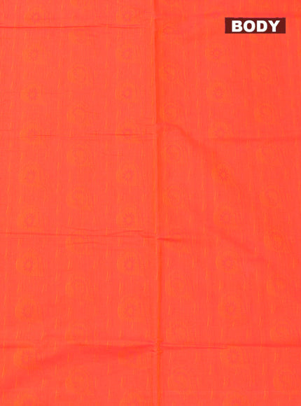 Coimbatore Cotton Dark Orange Emboss Saree with Thread Woven Border