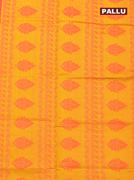 Coimbatore Cotton Dark Orange Emboss Saree with Thread Woven Border