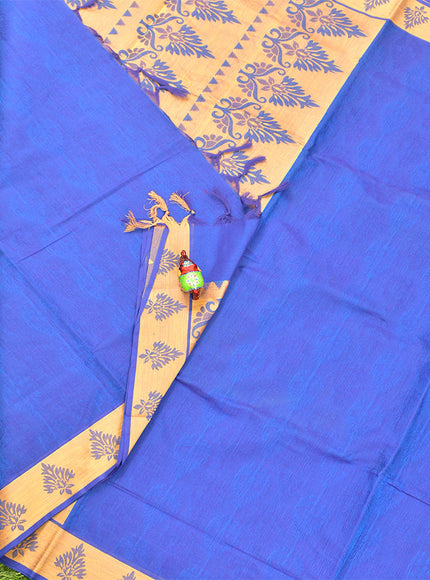 Coimbatore Cotton Blue Emboss Saree with Thread Woven Border