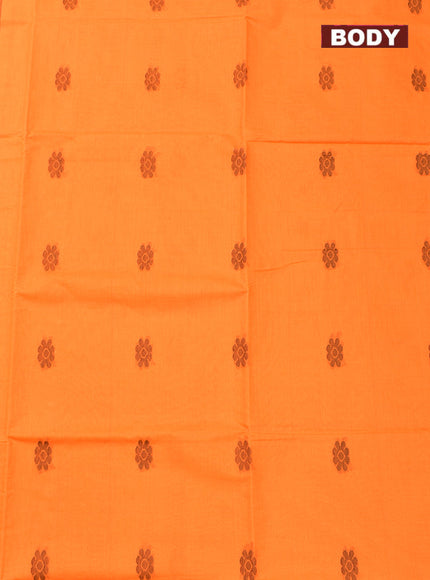 Coimbatore Cotton Orange Butta Saree with Tusser Border