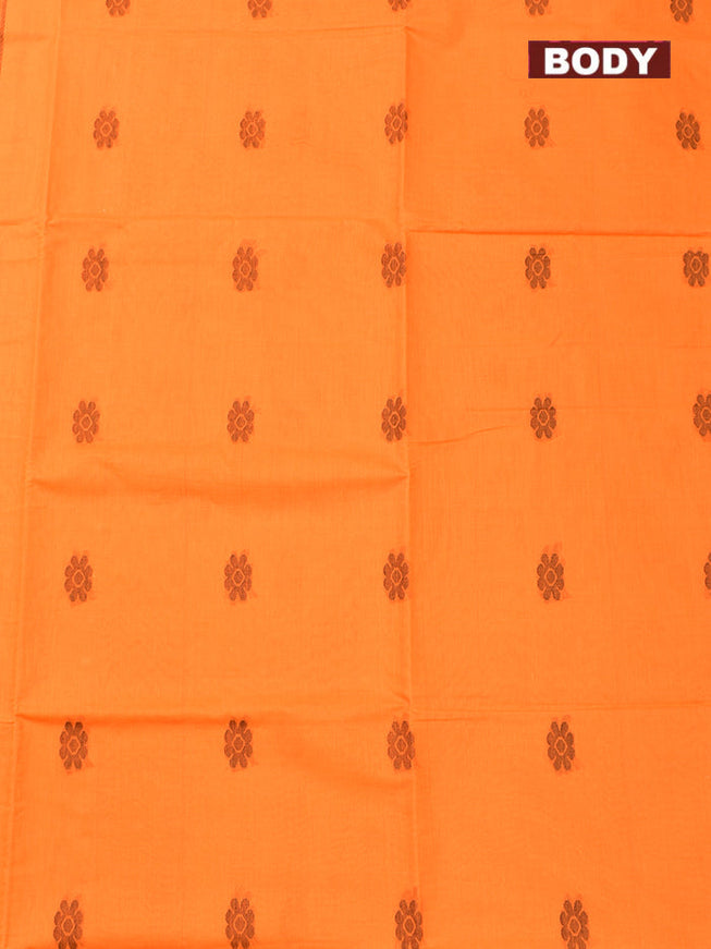 Coimbatore Cotton Orange Butta Saree with Tusser Border