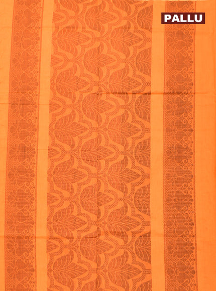 Coimbatore Cotton Orange Butta Saree with Tusser Border