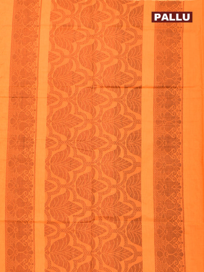 Coimbatore Cotton Orange Butta Saree with Tusser Border