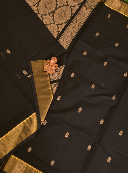 Coimbatore Cotton Black Butta Saree with Tusser Border