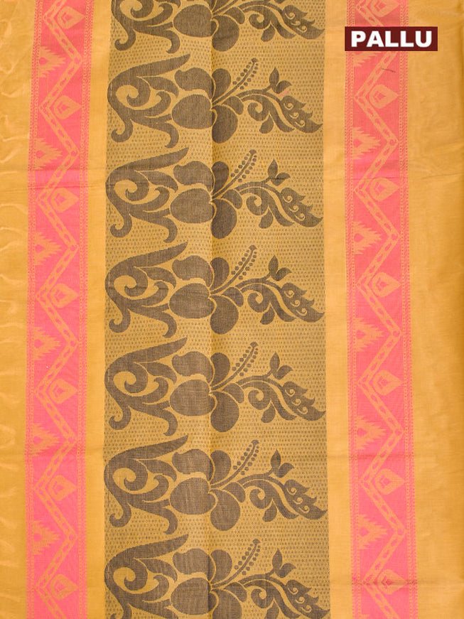 Coimbatore Cotton Orange Butta Saree with Thread Woven Border