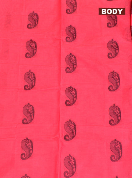 Coimbatore Cotton Dark Pink Butta Saree with Plain Border