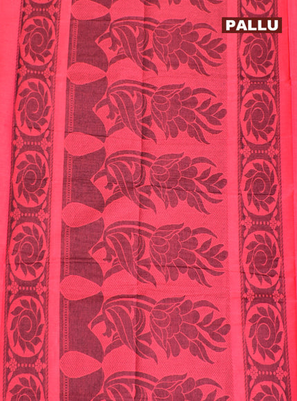 Coimbatore Cotton Dark Pink Butta Saree with Plain Border