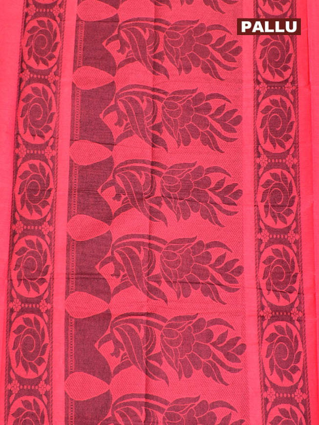 Coimbatore Cotton Dark Pink Butta Saree with Plain Border