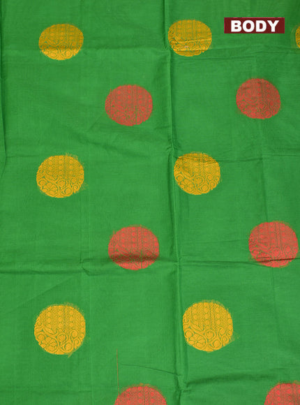 Coimbatore Cotton Green Butta Saree with Plain Border