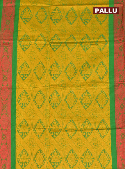 Coimbatore Cotton Green Butta Saree with Plain Border