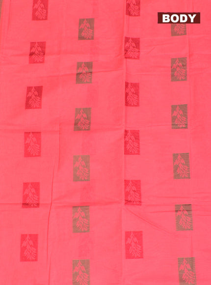 Coimbatore Cotton Dark Pink Butta Saree with Plain Border