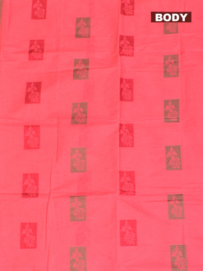 Coimbatore Cotton Dark Pink Butta Saree with Plain Border