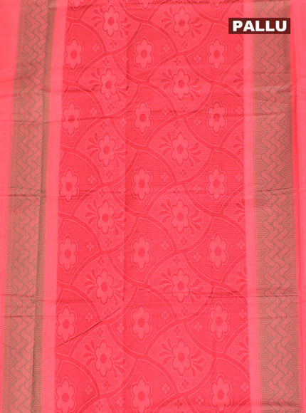 Coimbatore Cotton Dark Pink Butta Saree with Plain Border