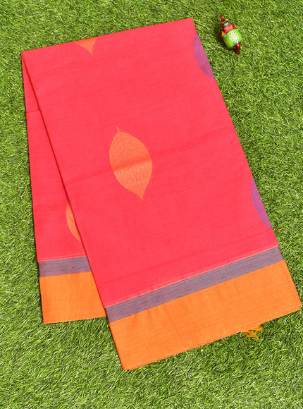 Coimbatore Cotton Red Butta Saree with Plain Border