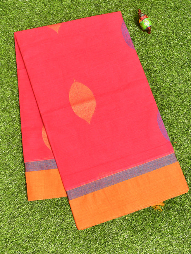 Coimbatore Cotton Red Butta Saree with Plain Border