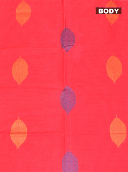 Coimbatore Cotton Red Butta Saree with Plain Border