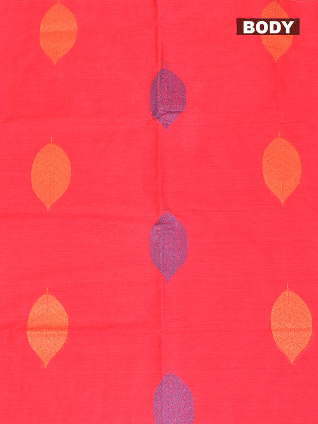 Coimbatore Cotton Red Butta Saree with Plain Border