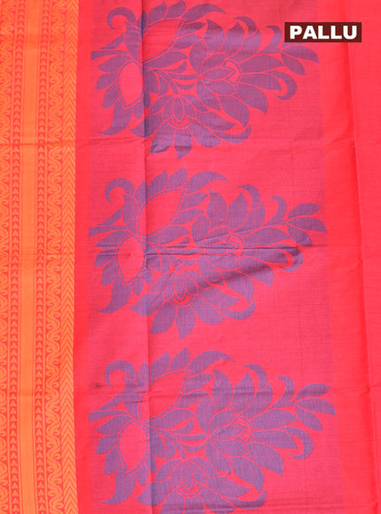 Coimbatore Cotton Red Butta Saree with Plain Border