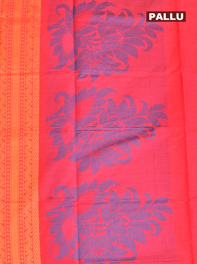 Coimbatore Cotton Red Butta Saree with Plain Border