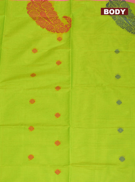 Coimbatore Cotton Green Butta Saree with Plain Border