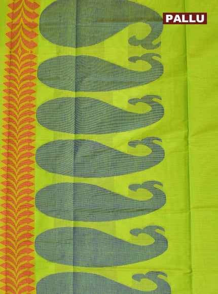 Coimbatore Cotton Green Butta Saree with Plain Border