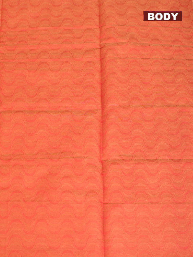 Coimbatore Cotton Orange Fancy Emboss Saree with Thread Woven Border