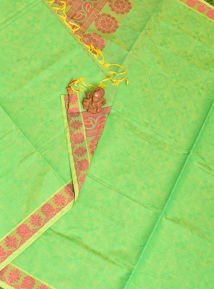 Coimbatore Cotton Green Emboss Saree with Thread Woven Border