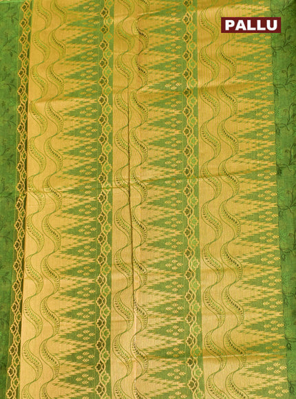 Coimbatore Cotton Dark Green Emboss Saree with Thread Woven Border