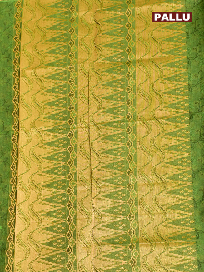 Coimbatore Cotton Dark Green Emboss Saree with Thread Woven Border