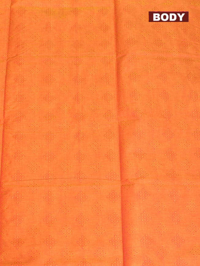 Coimbatore Cotton Orange Fancy Emboss Saree with Thread Woven Border