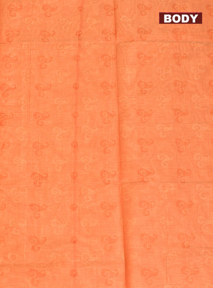 Coimbatore Cotton Orange Fancy Emboss Saree with Thread Woven Border