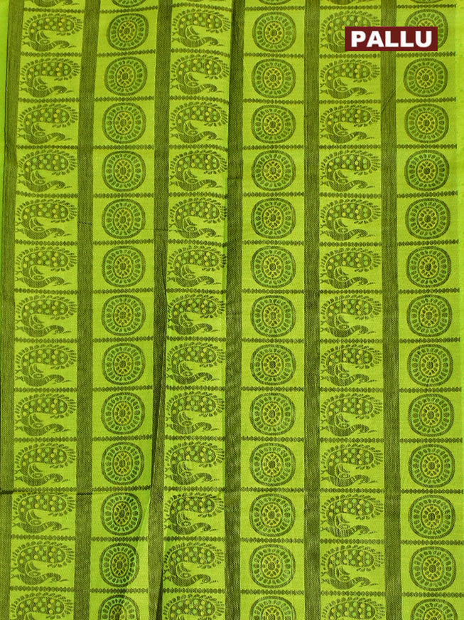 Coimbatore Cotton Green Fancy Emboss Saree with Thread Woven Border